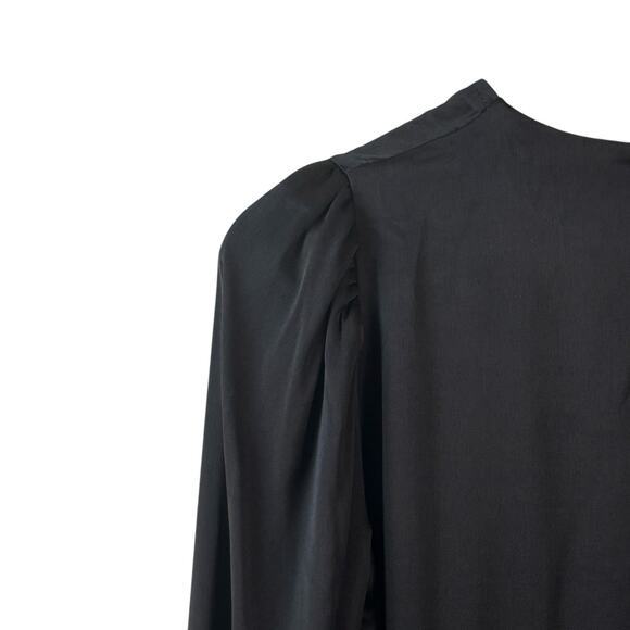 Anthropologie Ottodame Womens Top 4 Black Silky Satin Whimsigoth Career Preppy - Picture 4 of 5